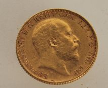 An early 20th Century Edwardian half sovereign dating to 1902. Weight 3.9g.
