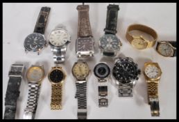 A collection of gents 20th Century wrist watches to include an Invicta divers watch, Timex, Sekonda,