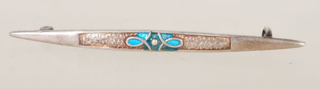 A rare early 20th Century hallmarked silver Charles Horner enamel brooch having Art Nouveau