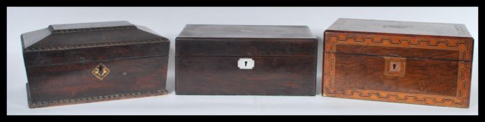 A 19th century walnut Tunbridge inlaid workbox / slope together with a rosewood and white metal