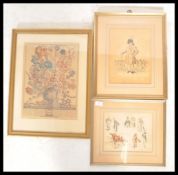 A collection of 19th Century Victorian etchings to include a hand coloured etching published by