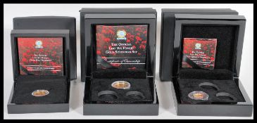 A rare three sovereign gold coin set - The Lest We Forget Association three gold coin military