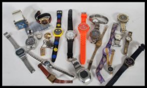 A collection of contemporary watches Ingersoll, Timex, Casio, Field and Stream Aviator, Persio,