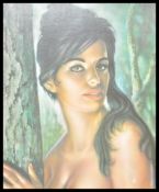 A vintage retro 20th century framed 1960's coloured print of a partly clad Female after J H