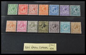 Great Britain stamps.1912 George V Royal Cypher watermark  ½d to l/- (Set 14 values) V.fine mint.