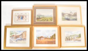 John Case ( British / Bristol 20th century artist ) A collection of framed and glazed watercolour