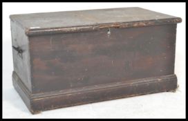 A 19th century Victorian pine blanket box with panelled sides having hinged top with open storage,