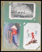 Old Postcard album - Edwardian slip-in type with 300 antique/vintage cards. Impressive range of