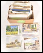 John Case ( British / Bristol 20th century artist ) A large collection of unframed watercolour