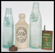 A collection of various advertising items to include a stoneware Ginger Stout bottle for Boyce &