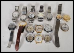 A selection of vintage gentleman's wrist watches to include Seiko, Mirage, Basis, Timex, Lucerne and