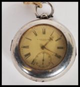 A 19th Century Victorian hallmarked silver fusee movement pocket watch by E Kaltenbach of Cardiff.