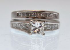 14CT WHITE GOLD LADIES DOUBLE ROW PRINCESS CUT DIA