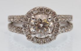 18CT WHITE GOLD DIAMOND RING WITH GIA CERTIFIED DI