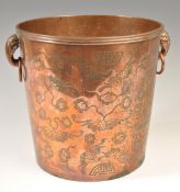 19TH CENTURY CHINESE COPPER ELEPHANT HANDLE BUCKET