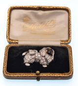 18CT GOLD DIAMOND SAPPHIRE AND ENAMEL PEKINGESE DO
