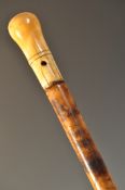 17TH CENTURY IVORY TOPPED MALACCA WALKING STICK CA