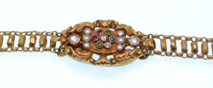 A 19th century gold chain, with an acrostic gem se