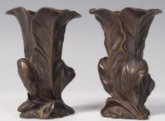 PAIR OF 19TH CENTURY ART NOUVEAU BRONZE TULIP FORM