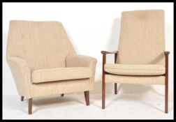A 20th century Parker Knoll armchair being raised on tapering legs with a-frame style having the