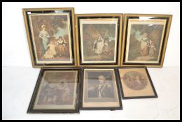 A collection of 19th century prints being framed and glazed having black glaze and gilt mounts. To