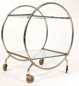ART DECO 1930'S CHROME AND GLASS SERVING / TEA / COCKTAIL TROLLEY