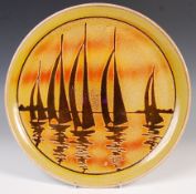 POOLE POTTERY AEGEAN 1970'S YACHT PLATE DESIGNED BY LESLIE ELSDEN