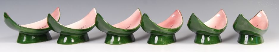 MID 20TH CENTURY HAND PAINTED STUDIO ART POTTERY WATERMELON DISHES