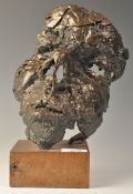 20TH CENTURY BRONZED METAL WARE ART SCULPTURE OF A FACE