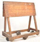 ANTIQUE VINTAGE INDUSTRIAL WOODEN FACTORY MILL TROLLEY