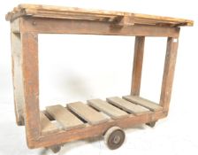 ANTIQUE VINTAGE INDUSTRIAL WOODEN GOODS CART MILL TROLLEY