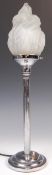 MID 20TH CENTURY ART DECO VINTAGE CHROME AND GLASS TABLE LAMP