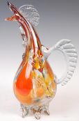 MURANO END OF DAY GLASS JUG IN THE FORM A CROWING ROOSTER