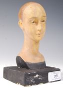 RETRO VINTAGE ART SCULPTURE OF AN ANDROGYNOUS FIGURAL BUST