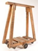 ANTIQUE VINTAGE INDUSTRIAL WOODEN FACTORY MILL TROLLEY