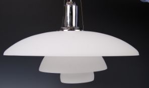 AFTER POUL HENNINGSEN A LARGE FROSTED SUSPENSION LAMP