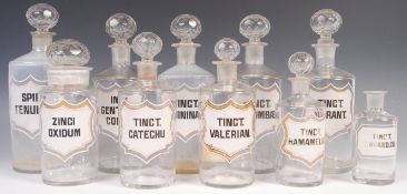 COLLECTION OF ANTIQUE VINTAGE APOTHECARY CHEMIST GLASS JARS