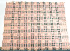 MID 20TH CENTURY PINK GEOMETRIC WELSH BLANKET