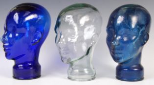20TH CENTURY ART DECO STYLE PRESSED GLASS MANNEQUIN HEADS