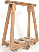 ANTIQUE VINTAGE INDUSTRIAL WOODEN FACTORY MILL TROLLEY