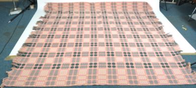 MID 20TH CENTURY PINK AND BLACK GEOMETRIC WELSH BLANKET