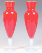 VINTAGE ITALIAN STUDIO ART GLASS HOURGLASS PEDESTAL VASES