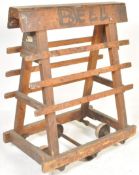 ANTIQUE VINTAGE INDUSTRIAL WOODEN FACTORY MILL TROLLEY