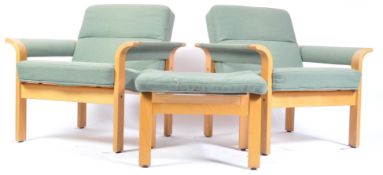 MAGNUS OLESEN RETRO LOUNGE CHAIRS BY R. THYGESEN & J. SORENSEN