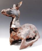 STUDIO ART METAL WORK SCULPTURE DEPICTING A RECUMBENT DEER