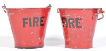 ANTIQUE VINTAGE RED PAINTED AND GALVANISED FIRE BUCKETS