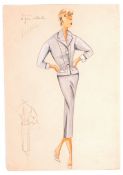 PIERRE BALMAIN MID 20TH CENTURY FASHION DESIGN PENCIL SKETCHES