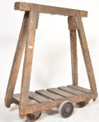 ANTIQUE VINTAGE INDUSTRIAL WOODEN FACTORY MILL TROLLEY