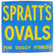 SPRATT'S OVALS VINTAGE PORCELAIN ENAMEL SHOP ADVERTISING SIGN.