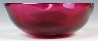 MURANO RETRO VINTAGE PURPLE & BLUE KIDNEY SHAPED 'GEODE ' BOWL
